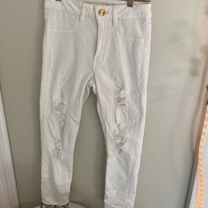 white american eagle skinny ripped jeans
